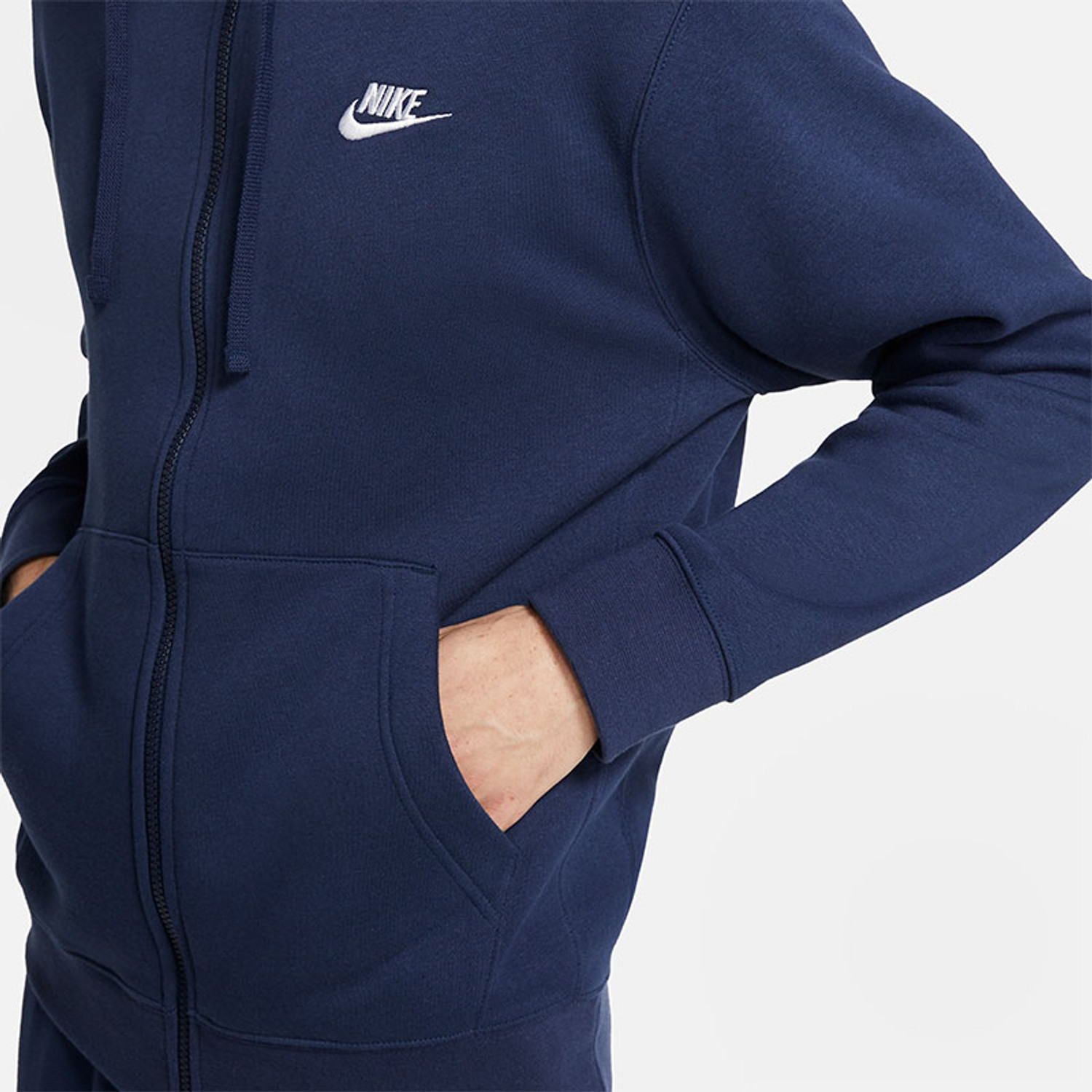 nike club full zip hoodie in navy