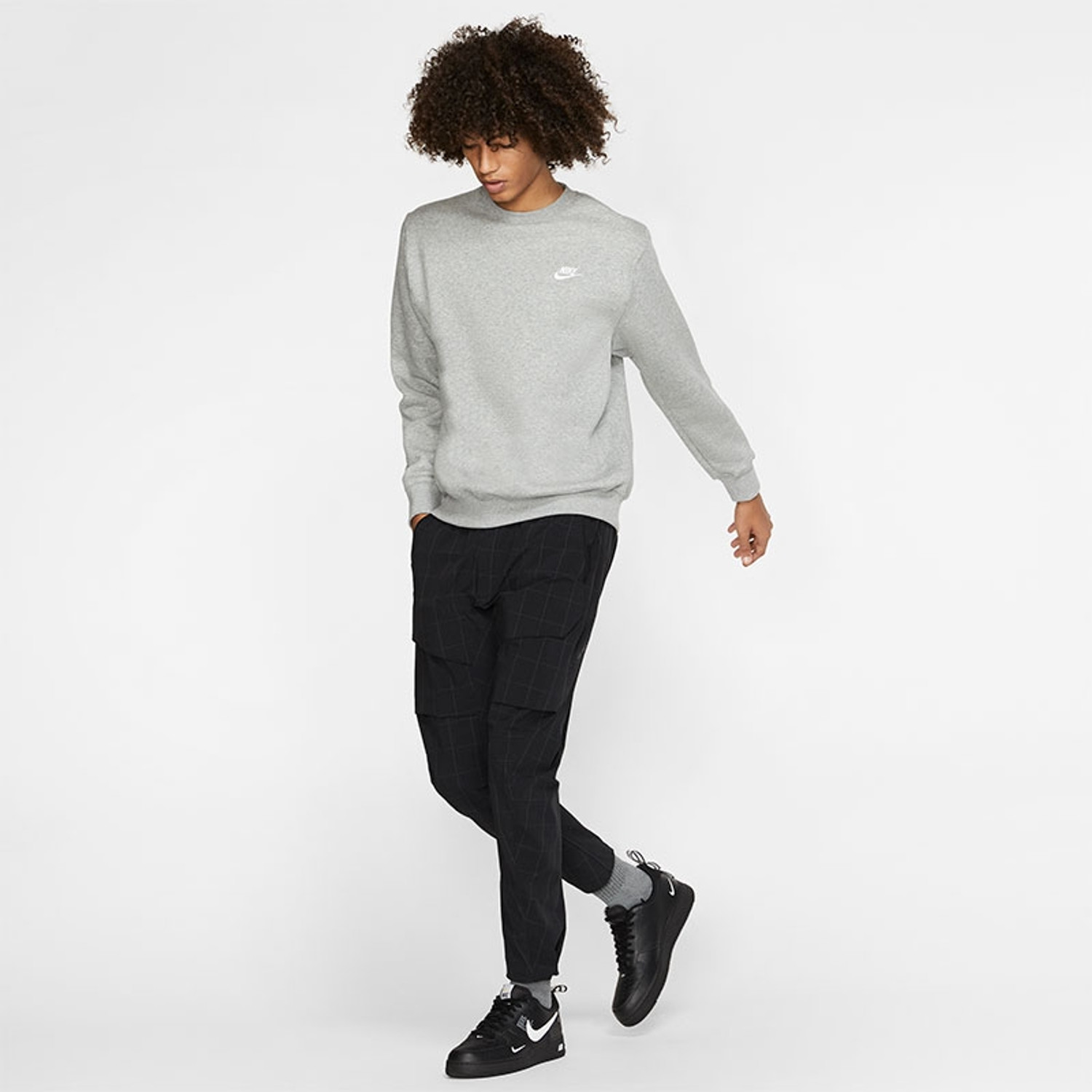 Nike sportswear club crew sweater grijs heren online