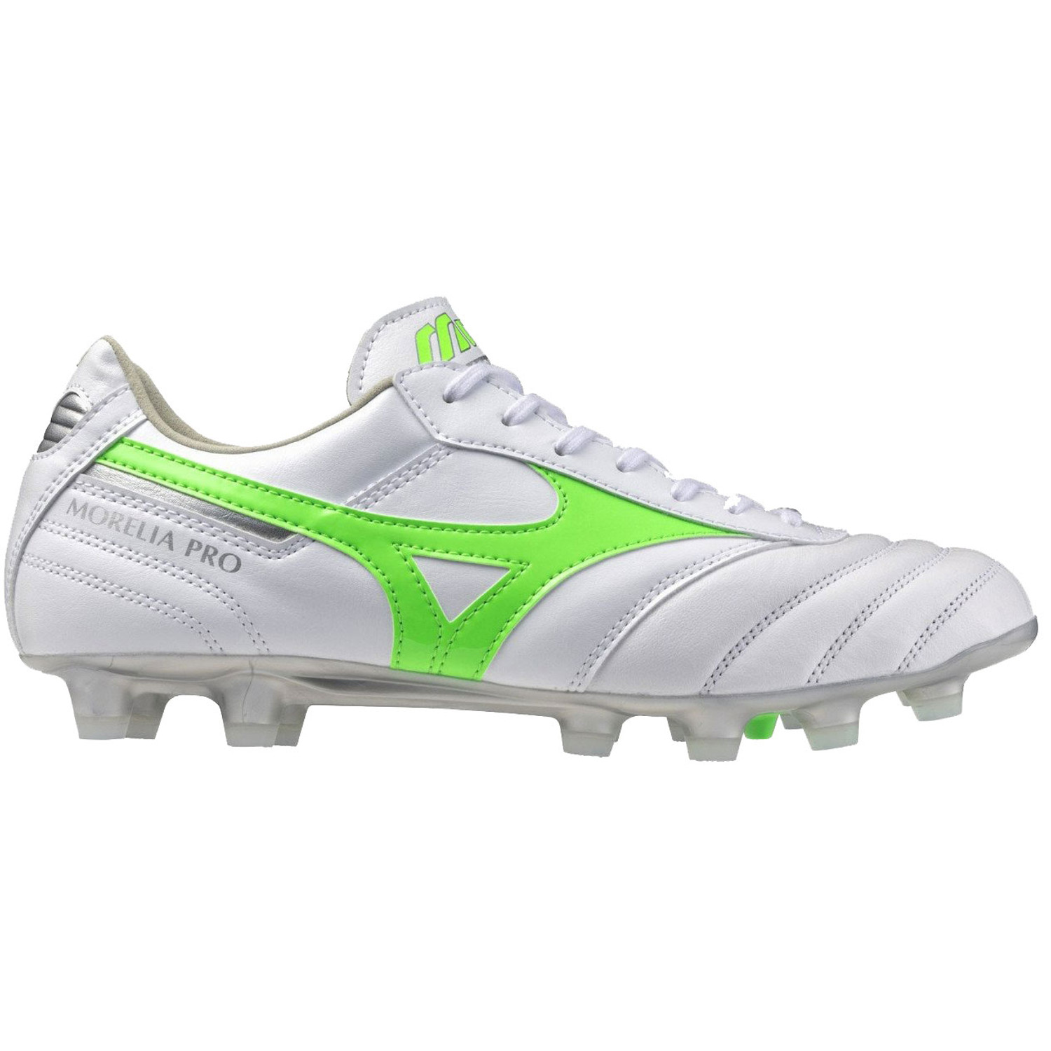 st　Mizuno Morelia ホワイト/グリーン サッカーシューズ Mizuno Morelia II Pro FG - PassaSports.com