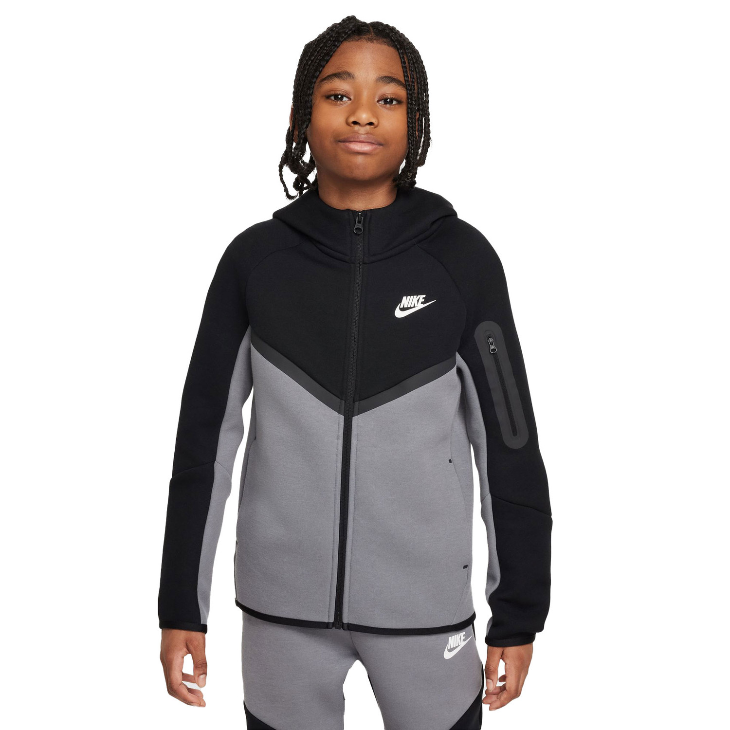 Zip Hoody Black Schwarz Grau Tech Fleece Nike Sportswear