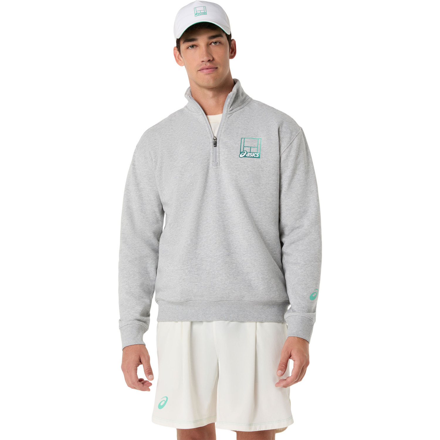 asics court core graphic half zip sweater - PassaSports.com