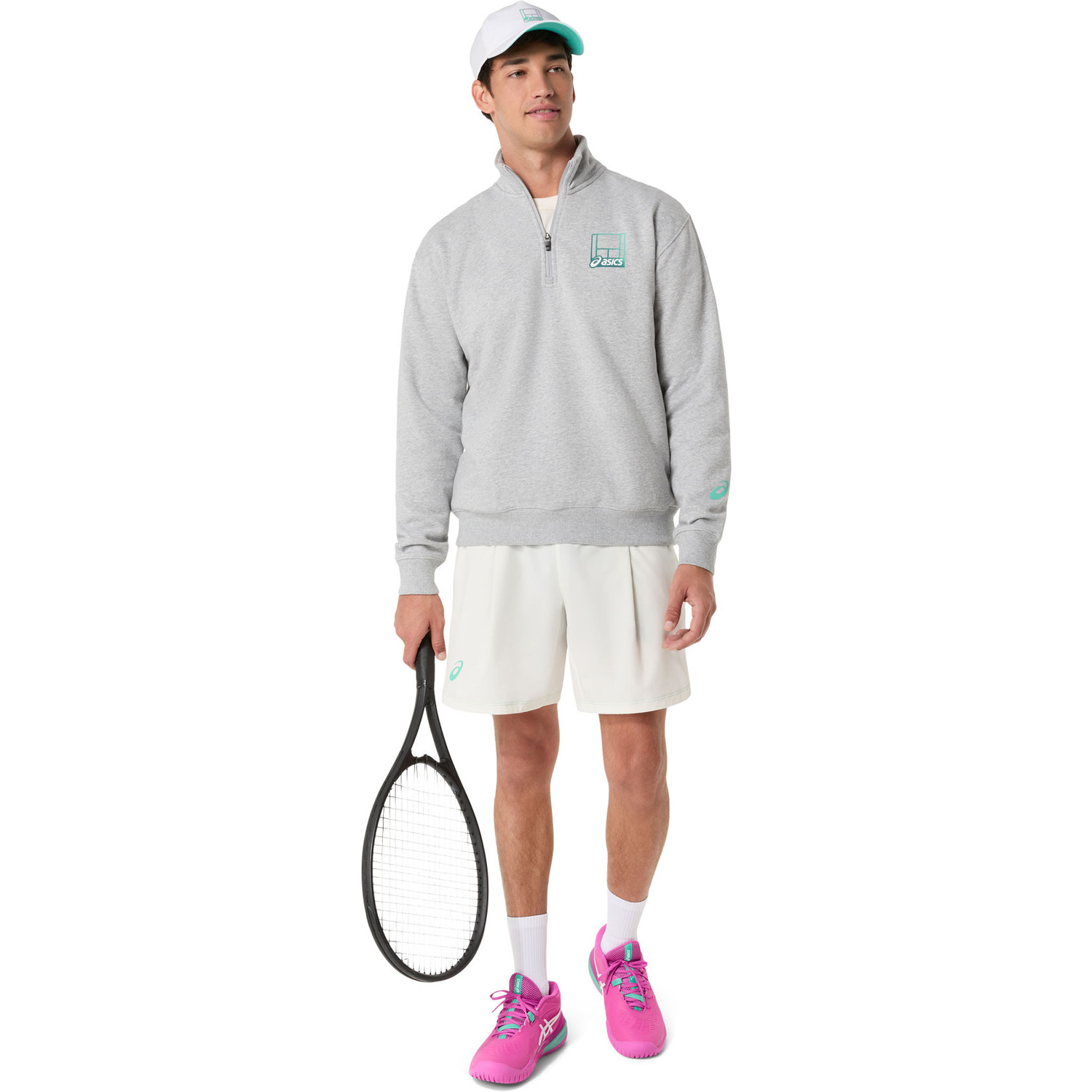 asics court core graphic half zip sweater - PassaSports.com