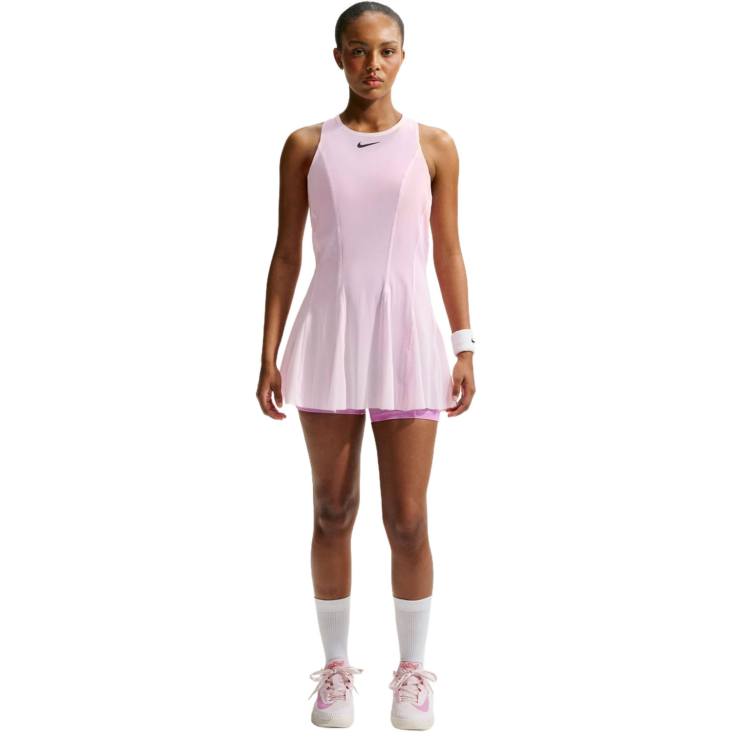 nike tennis dress Women's Dri-FIT Advantage (Black/White) XS Crafted with stretchy sweat Nike Slam Women's Tennis Dress