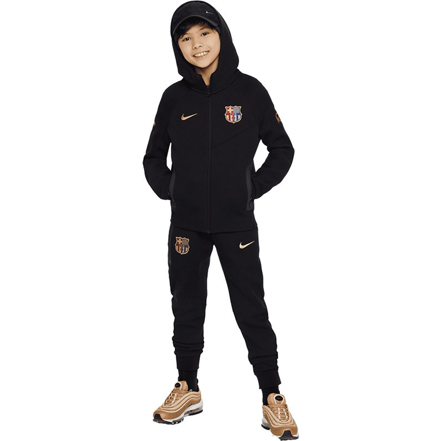Nike FC Barcelona Tech Fleece Trainingspak Kids Bij VoetbalDirect.be