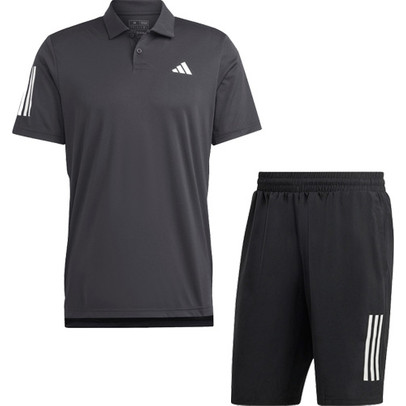 adidas Club 3 Striped Polo 7 Inch Set Heren