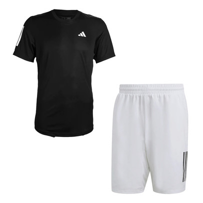 adidas Club 3 Striped Tee 7 Inch Set Heren