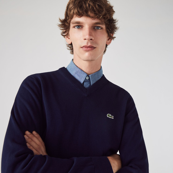 Lacoste Organic Cotton V-Neck Sweater