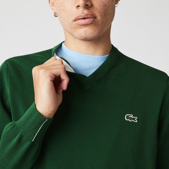 Lacoste Organic Cotton V-Neck Sweater