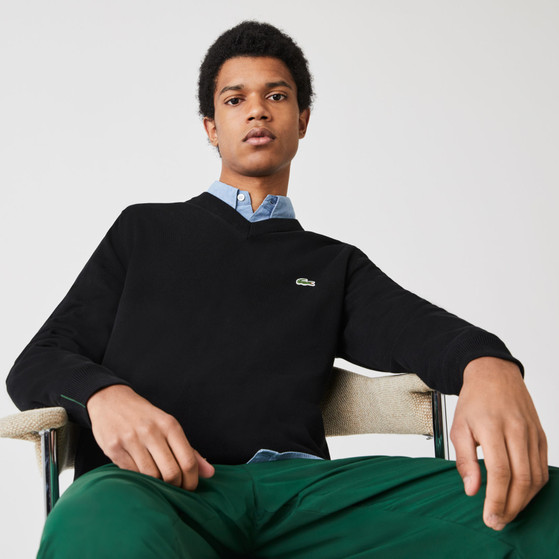 Lacoste Organic Cotton V-Neck Sweater