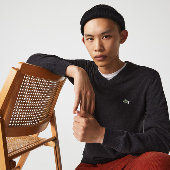 Lacoste Organic Cotton V-Neck Sweater