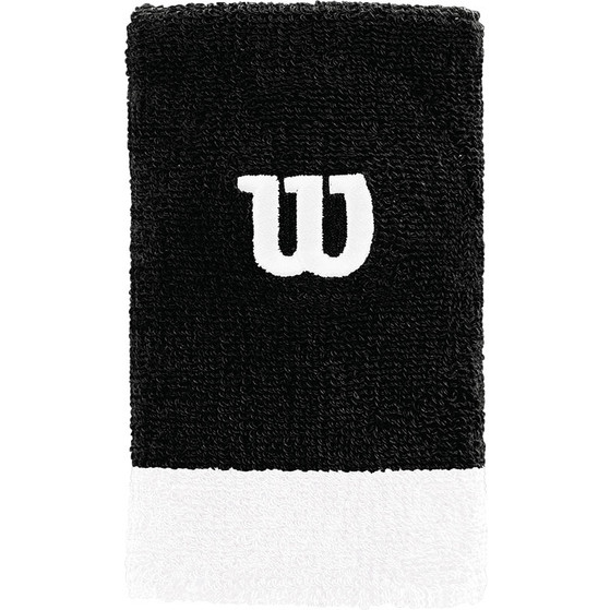Wilson Extra Wide Wristband Zwart/Wit