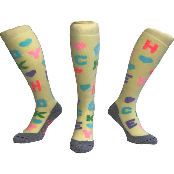 Hingly Stutzenstrümpfe Hockey Letters Gelb