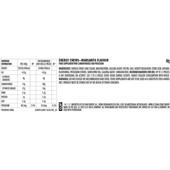 Clif® Blok Energy Gum Margarita (18 stuks)