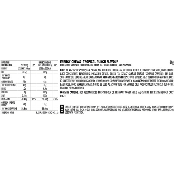 Clif® Blok Energy Chew Tropical Punch (18 stuks)