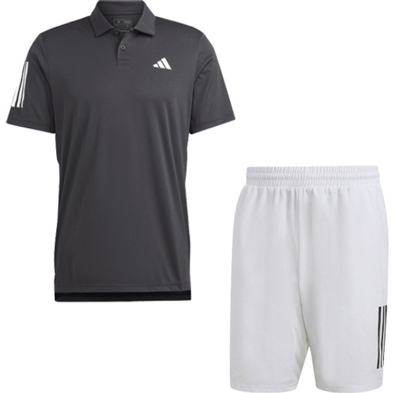 adidas Club 3 Striped Polo 7 Inch Set Herr
