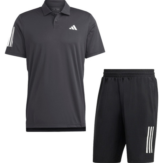 adidas Club 3 Striped Polo 7 Inch Set Heren
