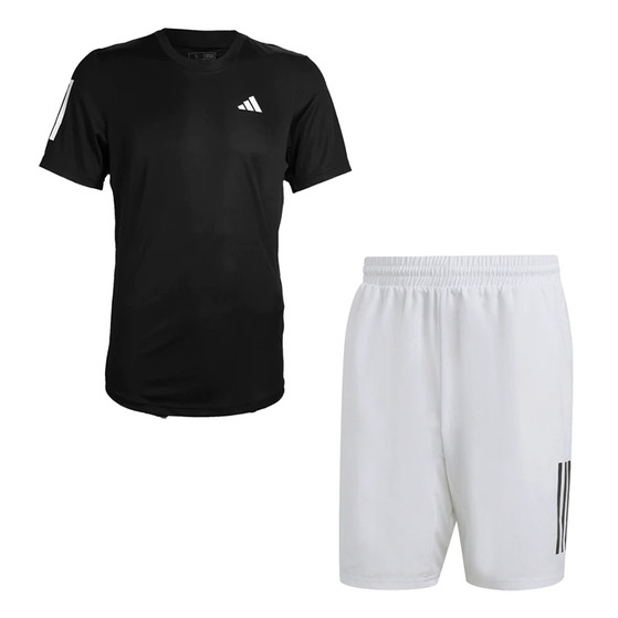 adidas Club 3 Striped T-shirt 9 Inch Set Herr
