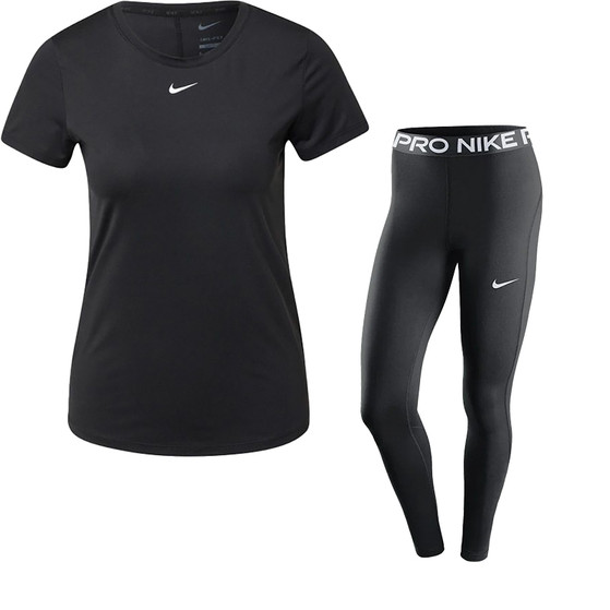 Nike Legging und Tee Schwartz Dam
