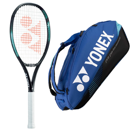 YONEX EZONE 100L 285 GR. + 6 RACKETBAG BLAUW