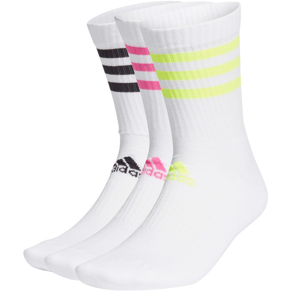 adidas 3-Stripes Cushion Crew 3-pack - Handbalkleding - Handbalsokken - wit/geel - maat 31-33