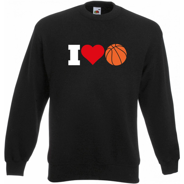 I Love Basketball Crew Sweater - - zwart/rood - maat M