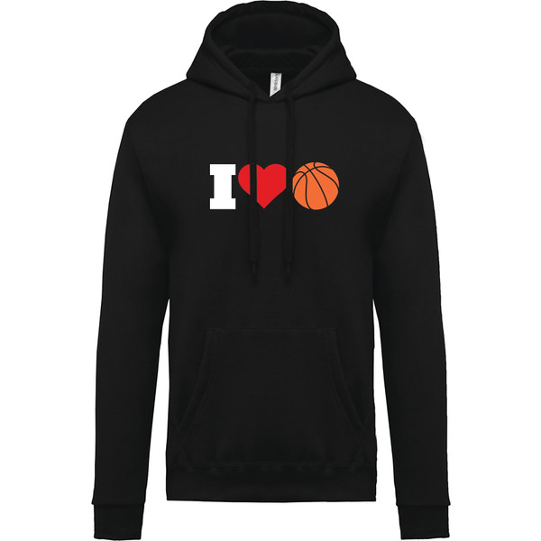 I Love Basketball Hooded Sweater - - zwart/rood - maat 4XL