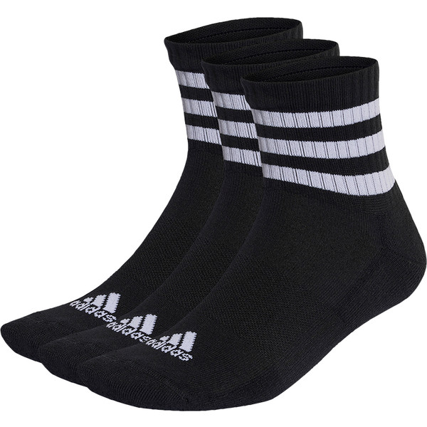 adidas Sportswear 3-Stripes Cushioned Sportswear Mid-Cut Sokken 3 Paar - Unisex - Zwart - 34-36