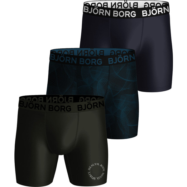 Björn Borg Performance boxers - microfiber heren boxers lange pijpen (3-pack) - multicolor - Maat: L