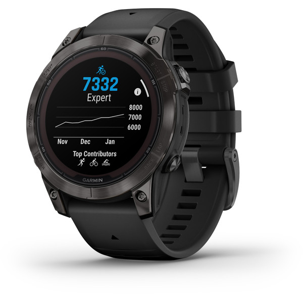 Garmin - fēnix® 7 Pro - Sapphire Solar Edition - Carbon Grey DLC Titanium - Zwarte Polsband