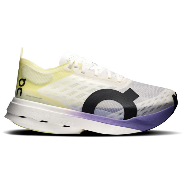 On Cloudboom hardloopschoenen paars, geel en wit