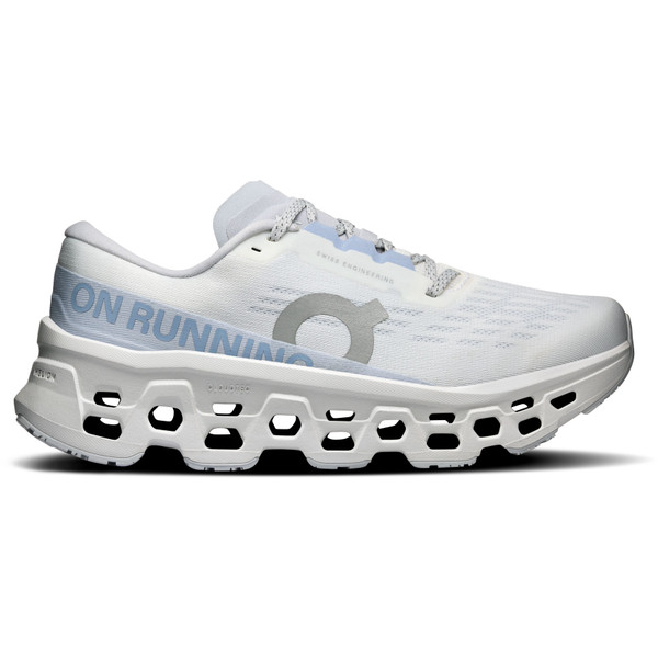 On Cloudmonster hardloopschoenen grijs en wit
