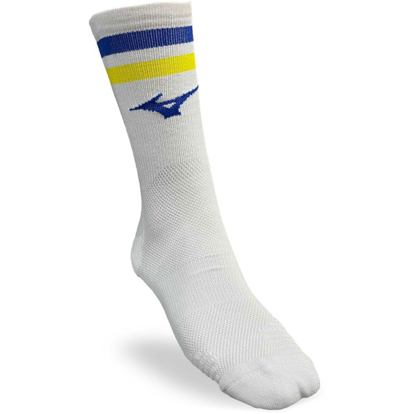Mizuno Hardloopsokken blauw, geel en wit