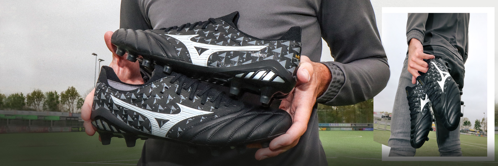 Origami: de nieuwste zwarte leren schoenen van Mizuno